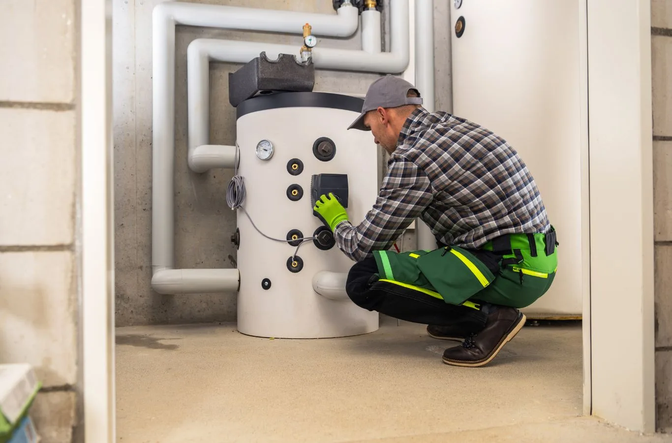 Benefits of Oil Boiler Installation in Lochgelly by MPH Boilers A professional installer from MPH Boilers setting up an oil boiler in a Lochgelly residence, improving home heating efficiency.