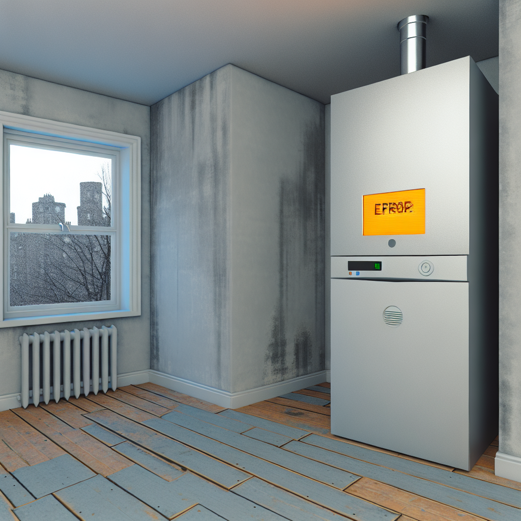 Modern boiler with fault display in Edinburgh flat