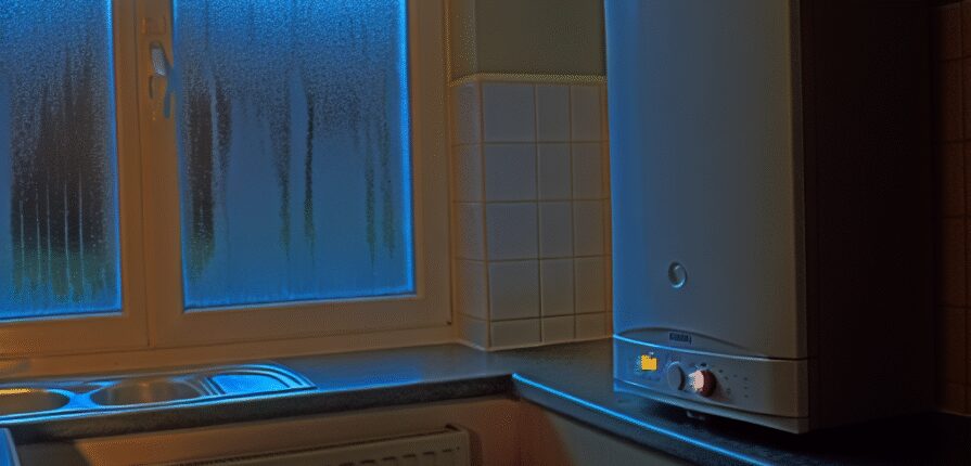 Technician checking old boiler in Culross home during winter