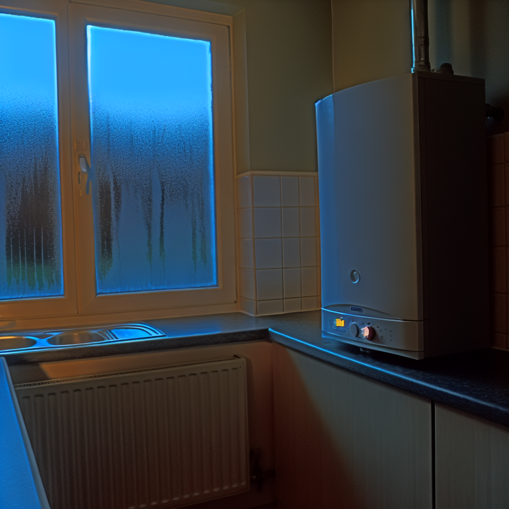 Technician checking old boiler in Culross home during winter