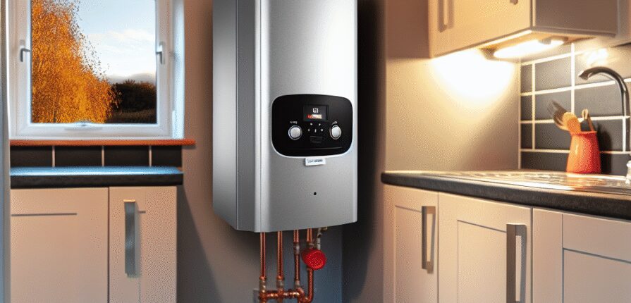 Modern energy-efficient combi boiler in a Crombie home kitchen