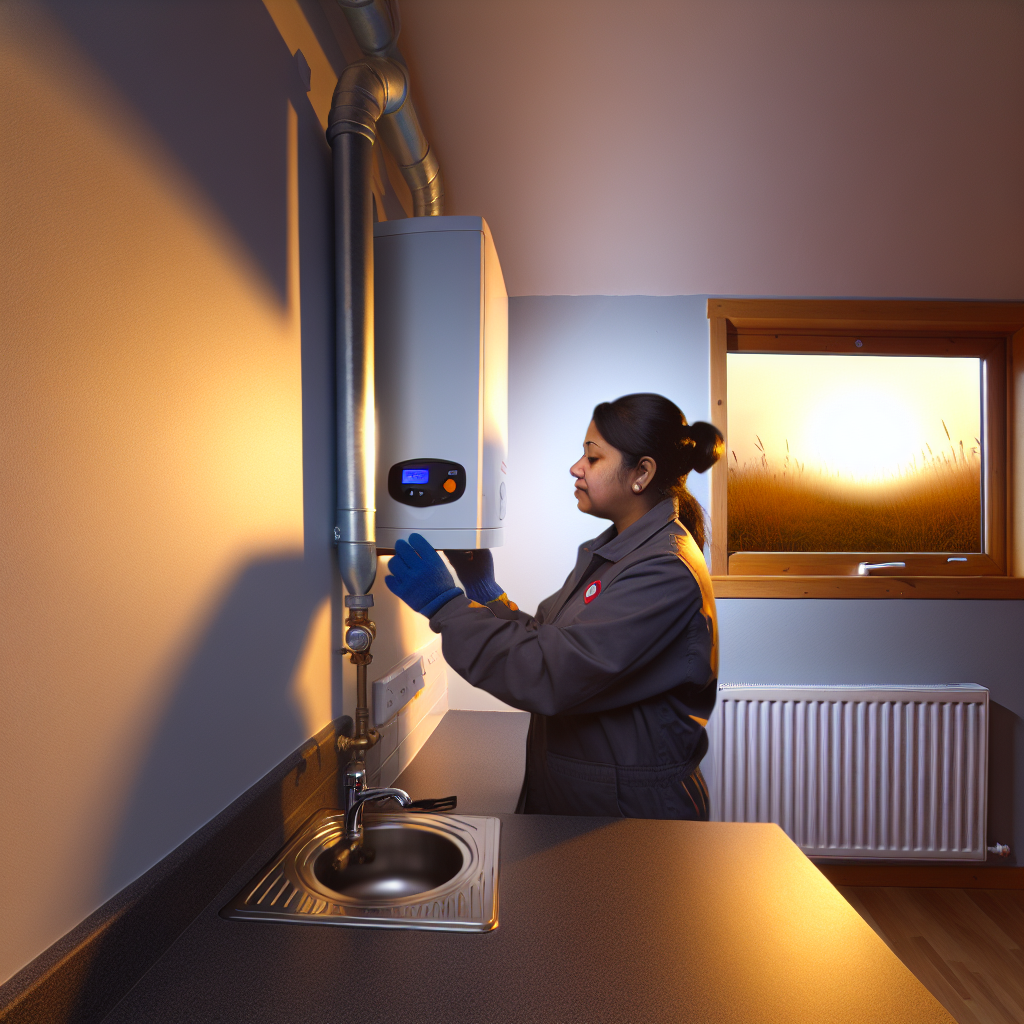 Engineer checking home boiler in Leven utility room