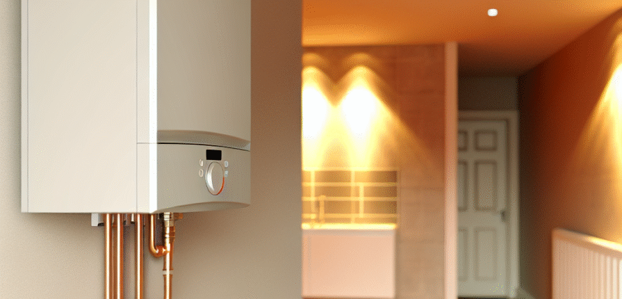 Wall-mounted combi boiler in Aberdeen home utility room