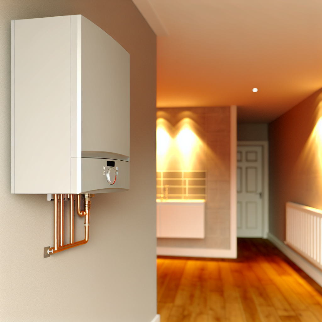Wall-mounted combi boiler in Aberdeen home utility room