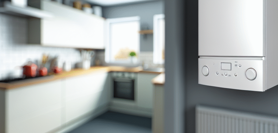 Modern Dundee kitchen with new combi boiler on wall
