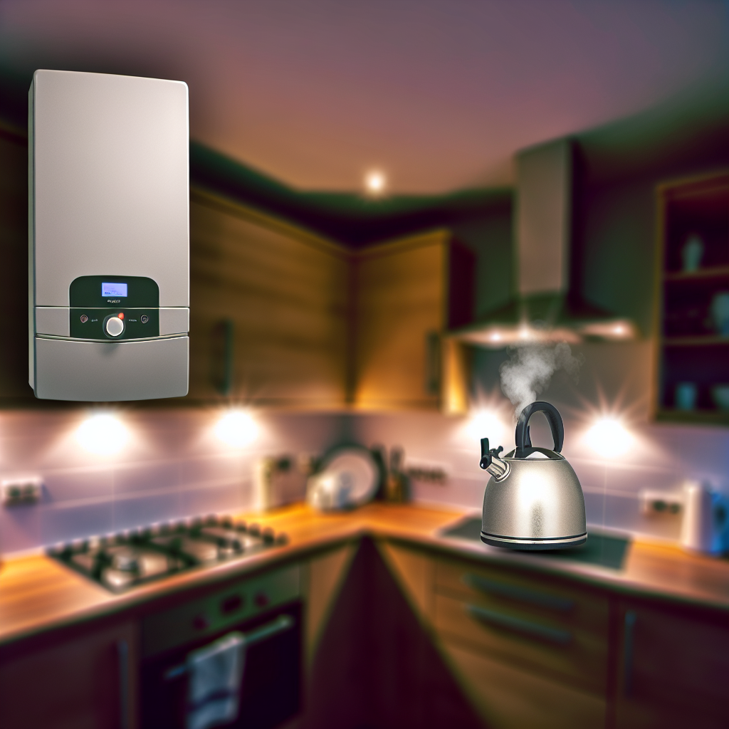 Modern kitchen in Edinburgh with new boiler on wall