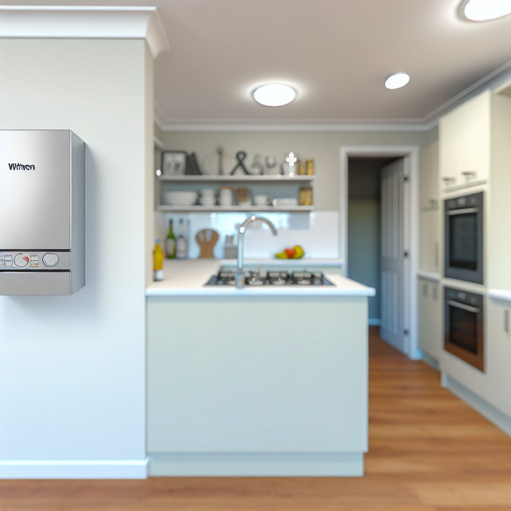 Wall-mounted combi boiler in bright Perth kitchen