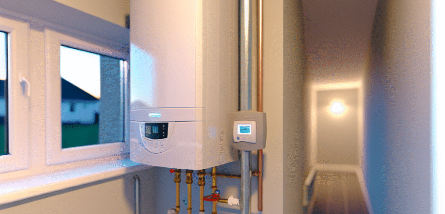 Modern new boiler installation in a Kirkcaldy home utility room