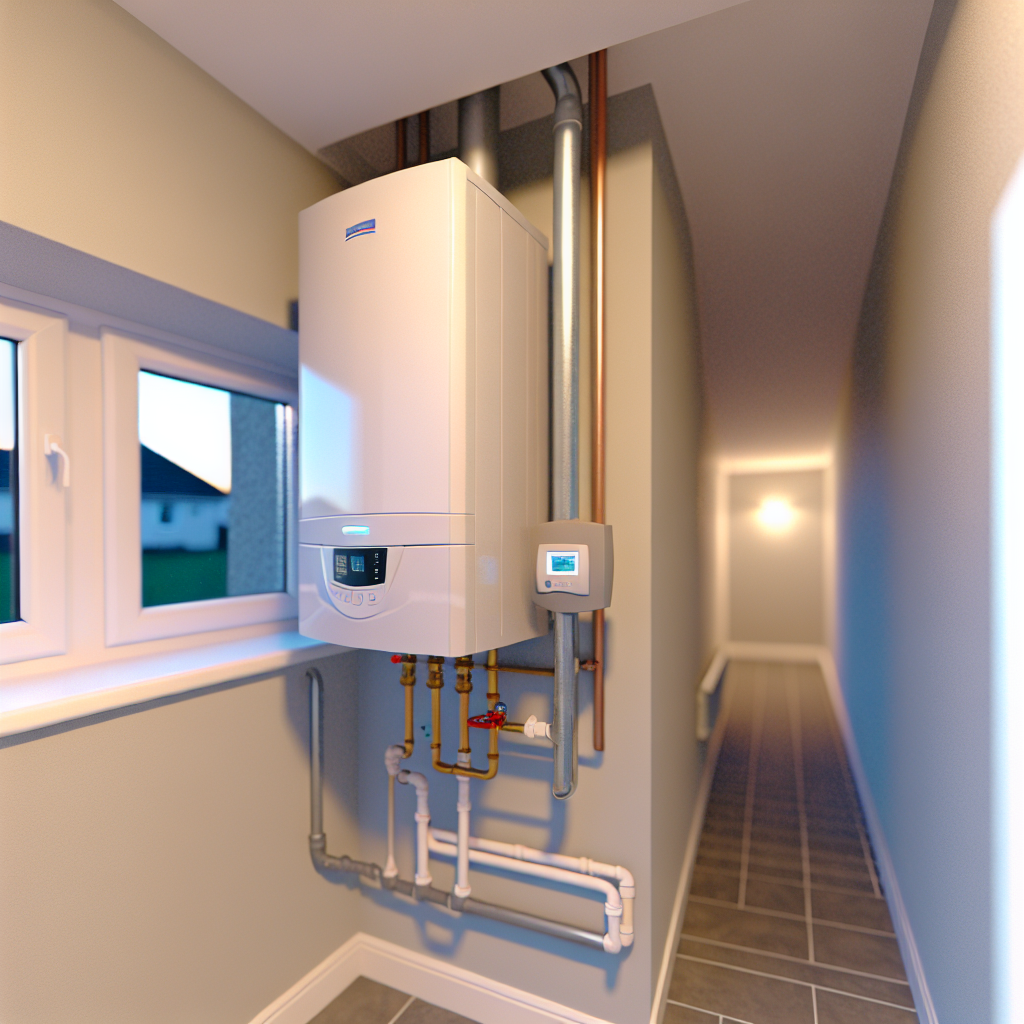 Modern new boiler installation in a Kirkcaldy home utility room