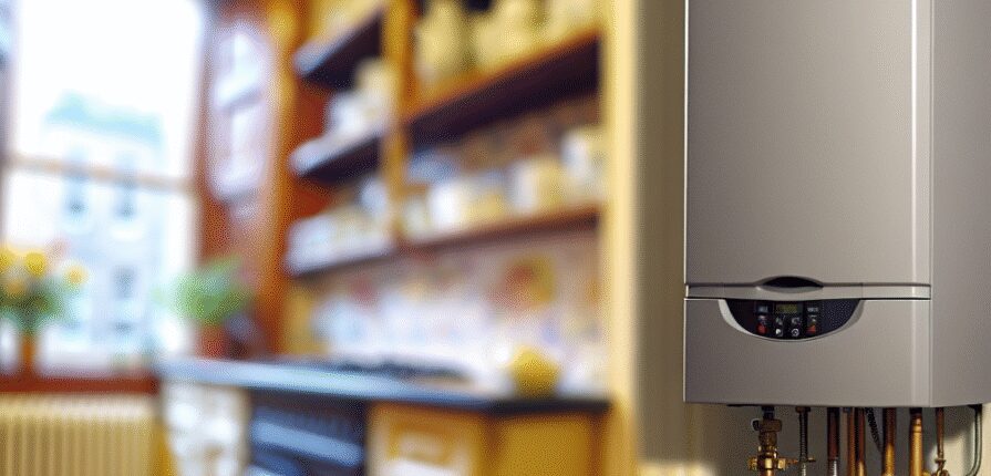 modern gas boiler in Edinburgh tenement kitchen