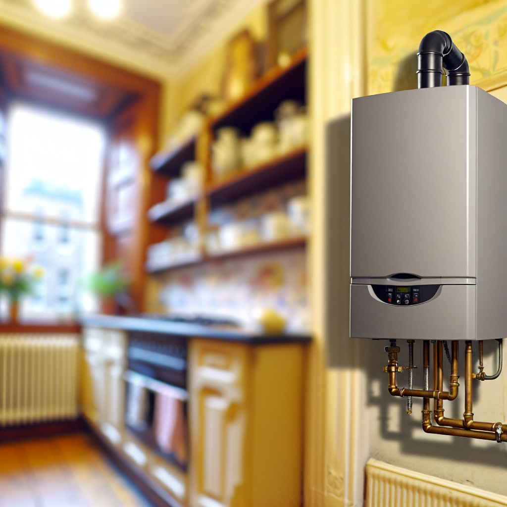 modern gas boiler in Edinburgh tenement kitchen